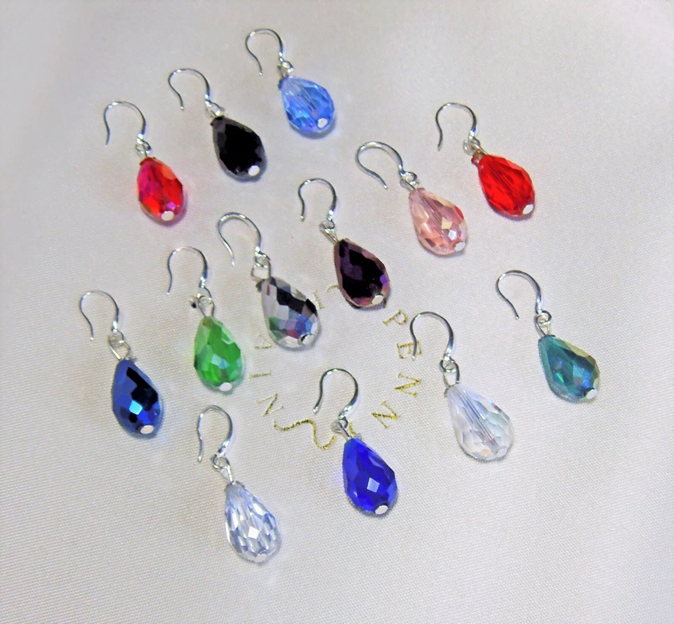 Handmade Glass Drop Earrings 925 Silver Wires - Image 4 of 4