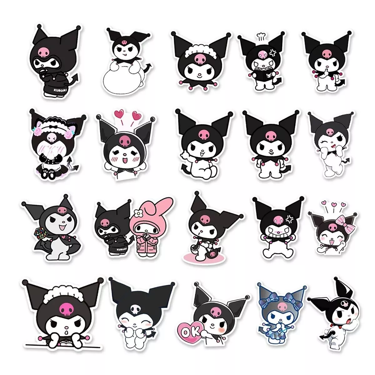 50pcs Evil Kuromi Hello Kitty Gothic Sticker Pack Waterproof