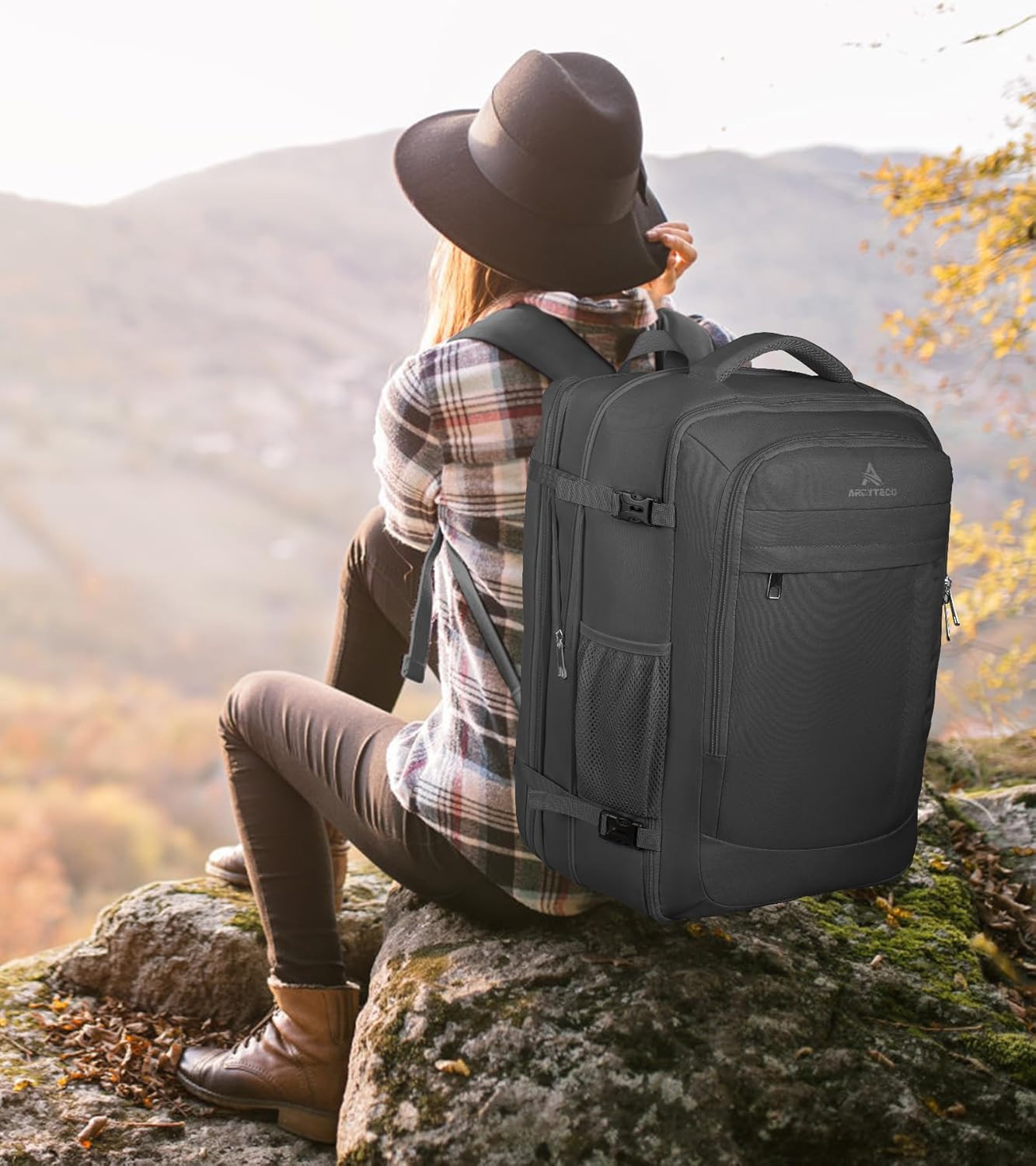 Extra Large 55L Travel Laptop Backpack for 18.4" Laptops - Black