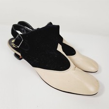 Vintage Ci Ranno Suzi Christi Cream Black Mules Shoes Size 8 M