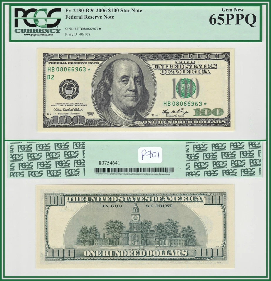 2006 Star $100 Federal Reserve Note New York PCGS 65 PPQ Gem Unc Replacement FRN - Image 4 of 4