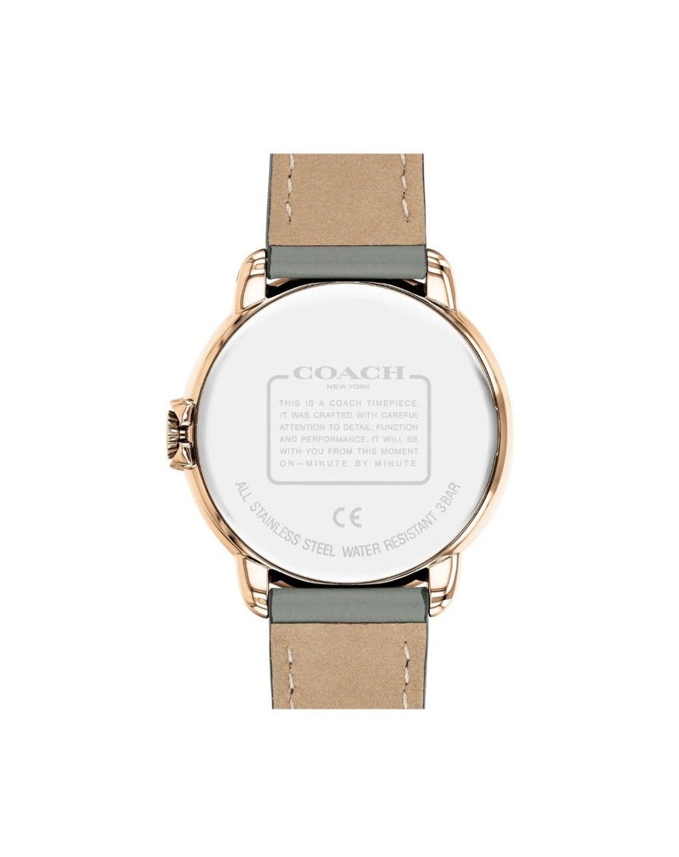 New Coach Arden Women’s White Dial Gray Leather Strap Watch 14503611 Coach 14503611 Arden Ivory White/Rose Gold Tone Dial Grey  main image 4