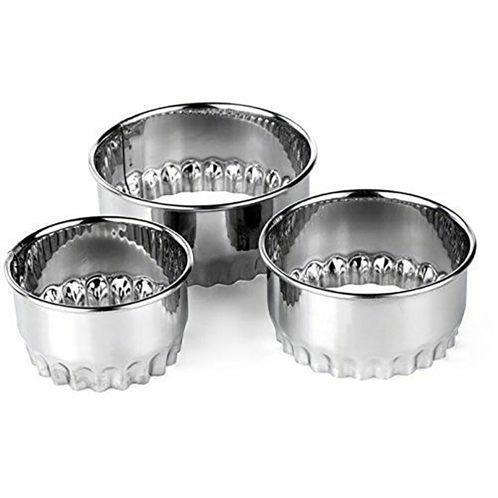 Praktische Edelstahl Falten Scone Teig Dumpling Wrapper Cookie Cutter 3er Pack