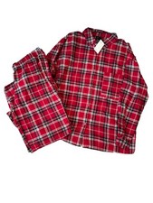 NWT FLANNEL Cotton Women PAJAMAS Red/white:Gray Plaid Sz Large HM Buffalo