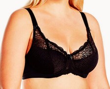 GODDESS MICHELLE BLACK STRETCH LACE LIGHTLY PADDED UNDERWIRE BRA GD5000 38D NWOT