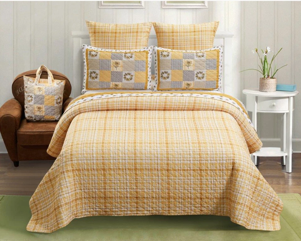 Juego de edredón estampado con retazos de jardín girasol de granja casa de campo floral NUEVO Foto 3 de 4