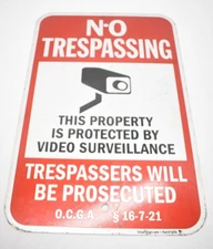 Smart Sign 16-7-21 No Trespassing Surveillance Sign Safety 19TA Red/White