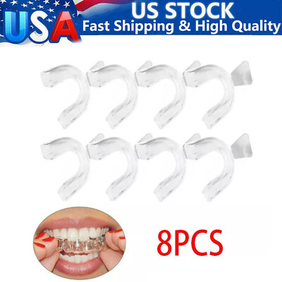 8Pcs Silicone Night Mouth Guard Teeth Clenching Grind Dental Sleep Aid Supplies