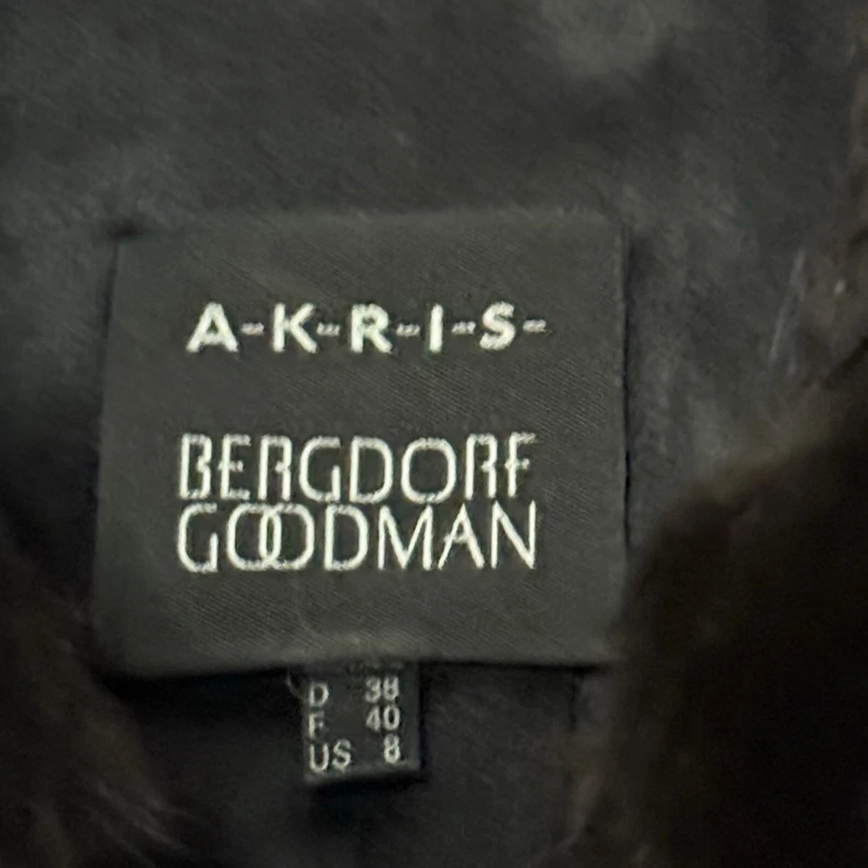 Blazer Akris Bergdorf Goodman para mujer marrón cuello de piel cremallera frontal talla 8 Foto 3 de 4