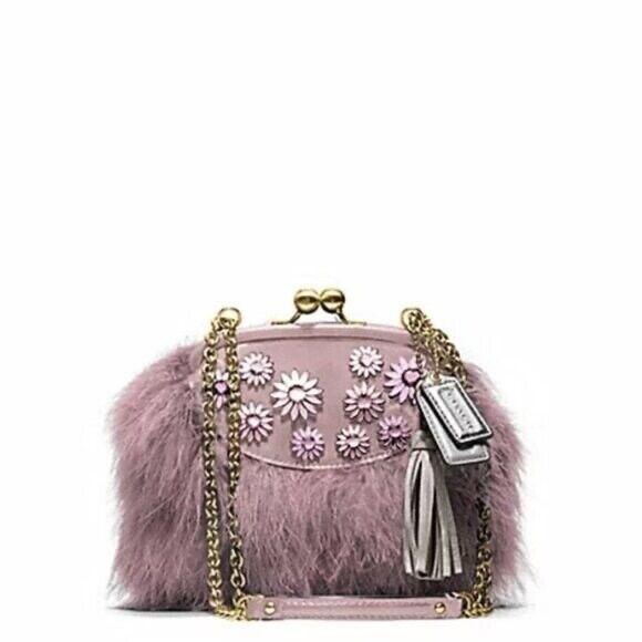 バッグ Coach Poppy Bird Feathers Kiss Lock Bag COACH LTD POPPY JEWELED FEATHER FRAME KISSLOCK SATCHEL PINK