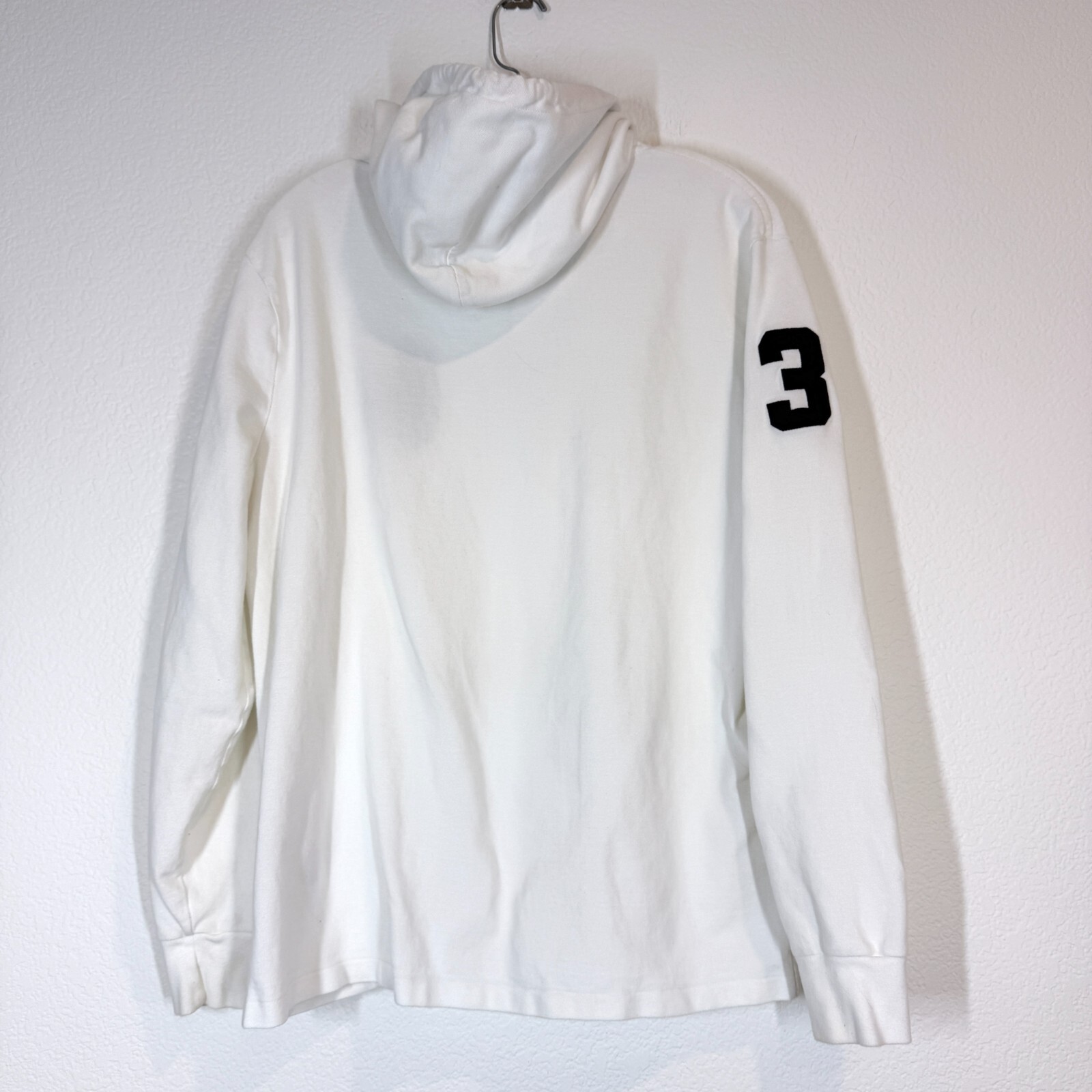 Polo Ralph Lauren felpa con cappuccio bianca grande pony camicia preppy cappuccio grande