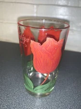 Boscul Peanut Butter Tulip Juice Glass 3 3/4 Inches Red Tulips