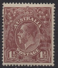 AUSTRALIA 1919 1.1/2d RED-BROWN  KGV  STAMP MVLH LMW  PERF. 14  SG.52