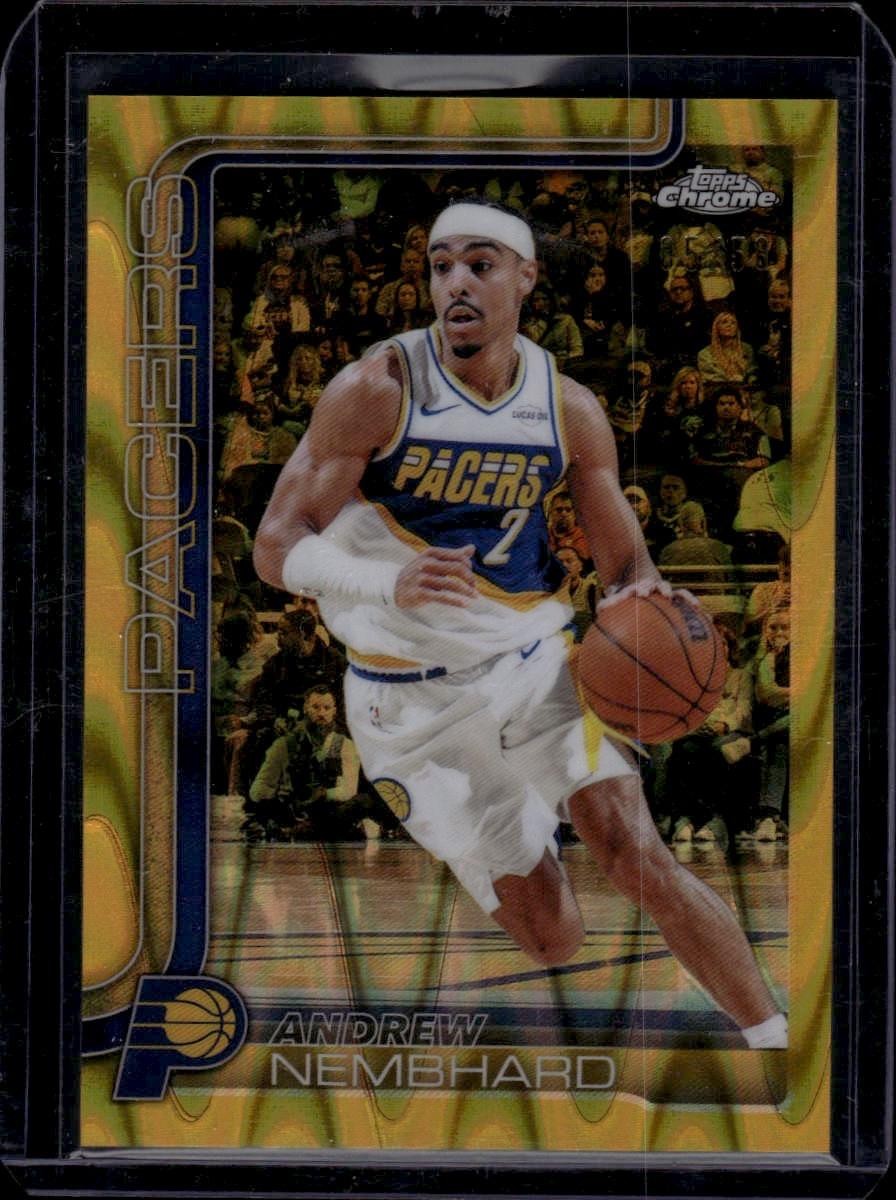 2025 Topps Chrome Update #68 Andrew Nembhard Gold Wave Refractor #/50 Pacers