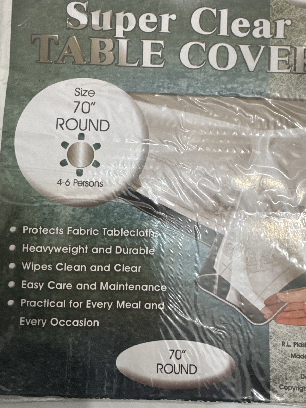 Tablecloth Protector Crystal Clear Vinyl (70" Round) | Thick, Durable Clear x 2