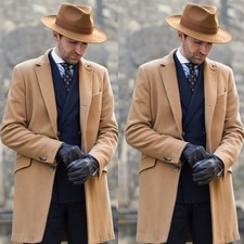 Camel Cashmere Men's Overcoat Formal Outdoor Casual Thick Warm Winter Long Coat