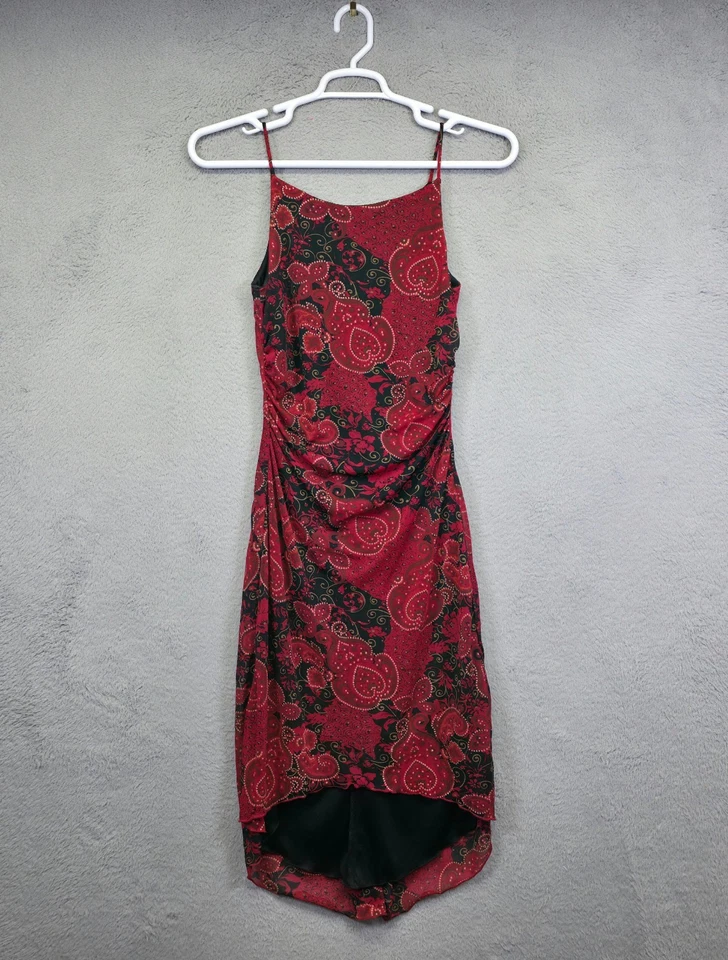 Vestido Y2K Vintage Rampage Mujer M Rojo Negro Asimétrico Capricho Hada Floral Foto 3 de 4