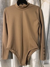Vintage Tan Body-con Leotard With Gold Buttons MINT CONDITION