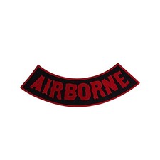 AIRBORNE Rocker Patch - 11" x 2" Large Red & Black Biker Vest Jacket DIY Cut