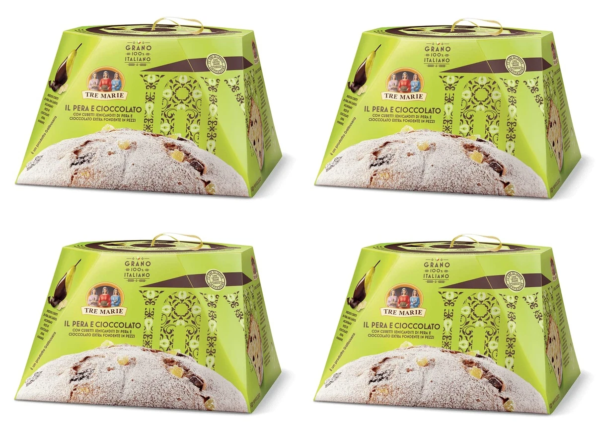 4x Tre Marie Panettone Pera e Cioccolato mit Birnen und Schokolade 930g