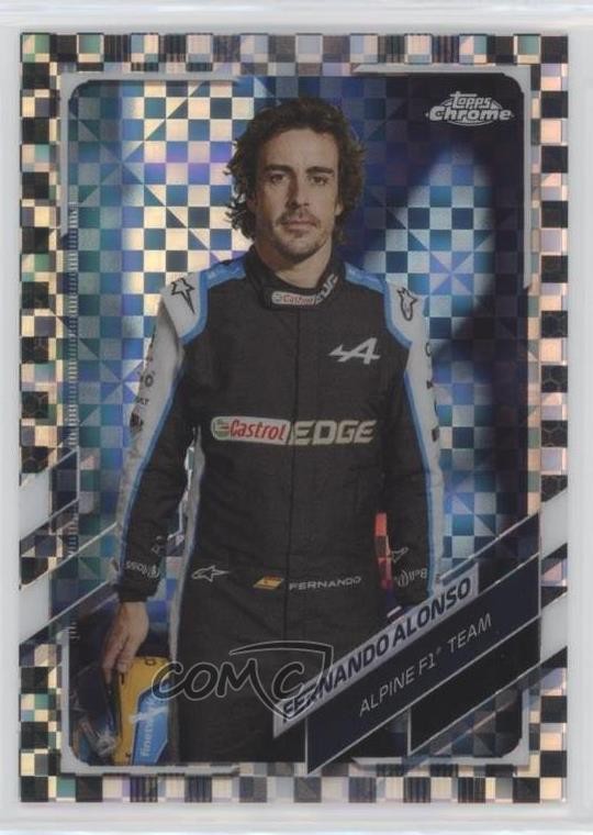 2021 Chrome Formula 1 F1 Racers Checker Flag Refractor Fernando Alonso #9 0s9x