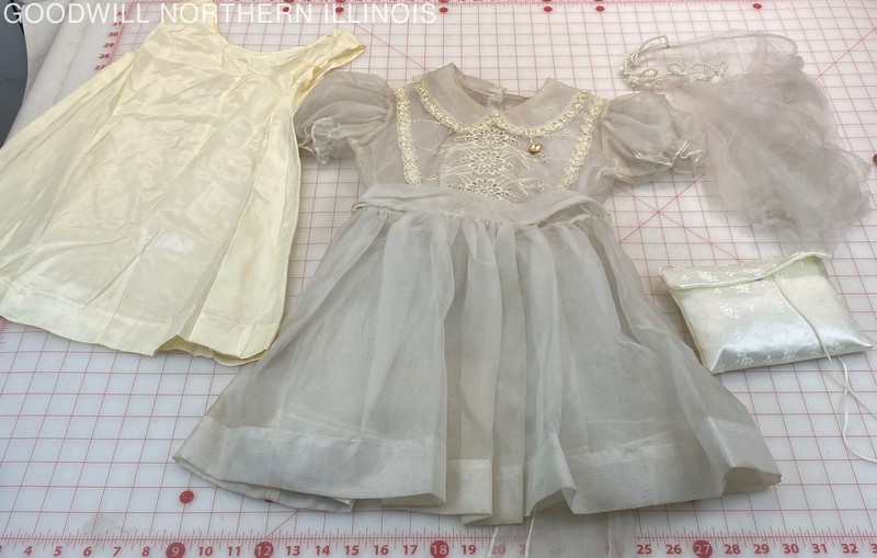Girls' White/Cream Lace First Communion Dress w/Slip, Purse, Veil, Prayer Book +