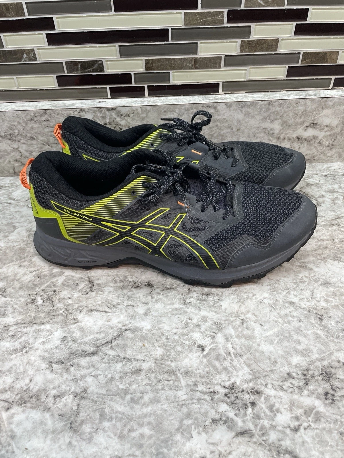 Asics Gel Sonoma 5 Trail Running Shoe Graphite Gray-Black-Yellow Mens 11