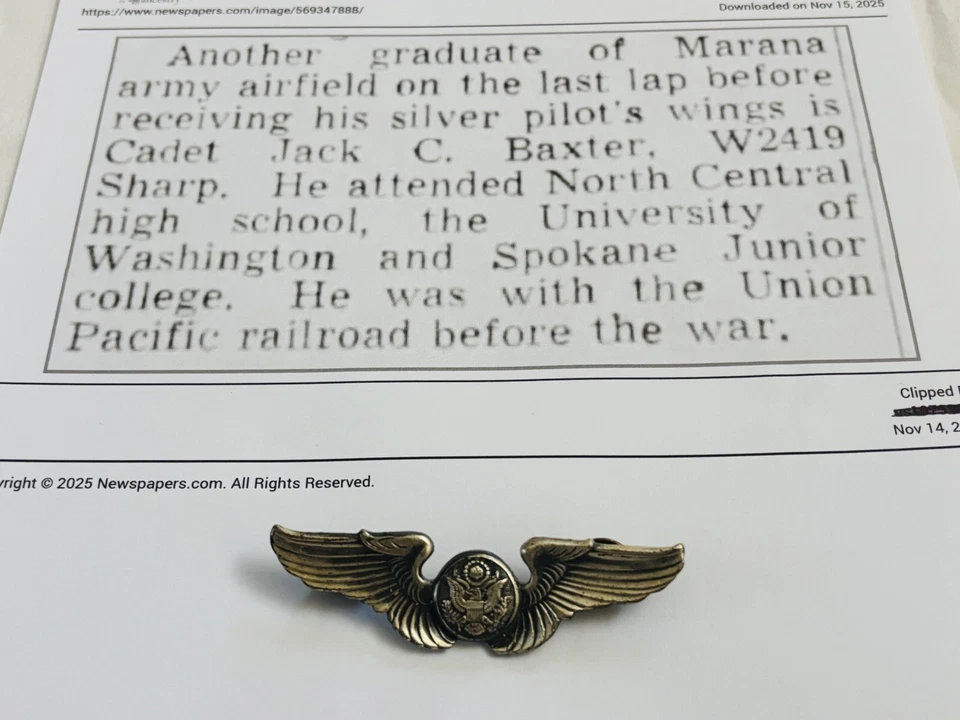 ORIGINAL WW2 US ARMY AIR FORCE AIR CREW PILOT WINGS INSIGNIA LOT USAAF RESEARCH - Image 2 of 4