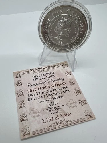 1 oz proof Grateful Death Slave Queen .999 COA Silver Shield MiniMintage #2352