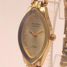 Armitron Now Diamond Womens Watch Gold Tone 18mm Oval New Battery 6.5"