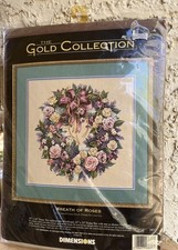 Dimensions The Gold Collection Wreath of Roses Counted Cross Stitch Kit 3837 NEW