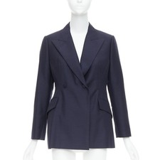 CHRISTIAN DIOR Bar navy mohair wool double breasted silk lined blazer FR42 XL