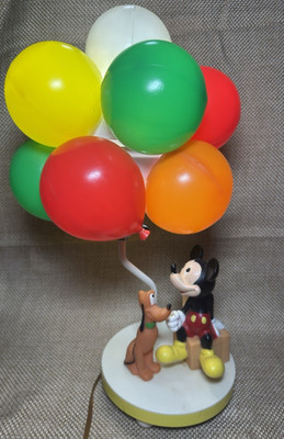 Disney Mickey Mouse Balloon Lamp Pluto Childrens Light Nightlight Vtg Decor
