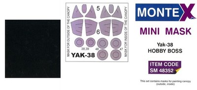 Montex 1/48 YAKOVLEV Yak-38 ''FORGER'' CANOPY PAINT MASK Hobby Boss