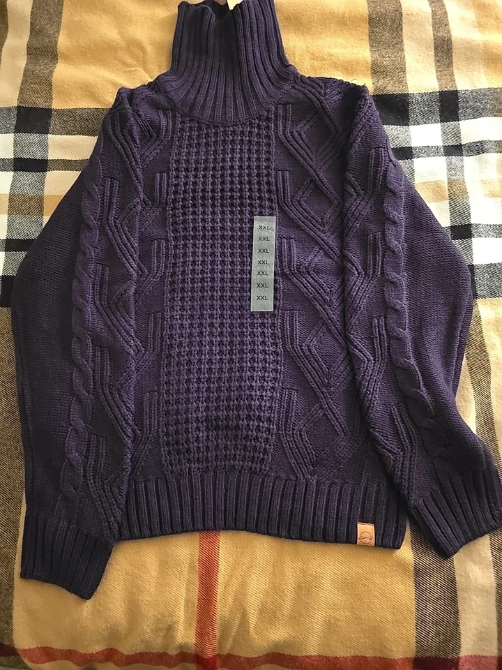 Man Original 防水复古电缆针织高领毛衣尺寸 XXL — 第 4/4 张图片