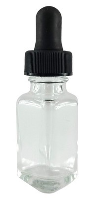 Bottle, Flint Glass, French Square, 0.5oz, with Dropper Assembly, Case of 144