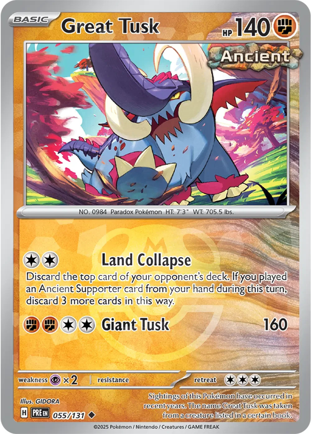 Great Tusk [Master Ball] - 055/131 - Prismatic Evolutions - NM - Pokemon