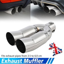 Racing Stainless Steel Universal Exhaust Tailpipe Tip Twin Muffler Pipe Sport AN