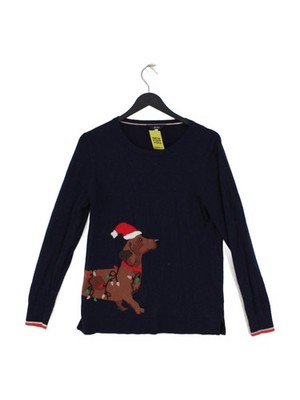 Joules Damen Pullover UK 12 blau Baumwolle mit Polyamid, Viskose Pulli