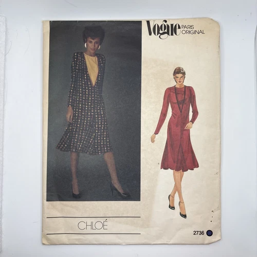 Vogue Paris Original Chloe 2736 Misses’ Dress Pattern Uncut FF Sz 10 Bust 32.5”