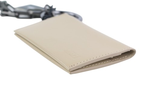 Diesel Mujer `S Cartera OS Cuero Beige Tarjetero Color Plata Detalles a Presión - Picture 5 of 10
