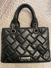 KURT GEIGER Black Leather Quilted Weave Eagle Kensington Top Handle Handbag