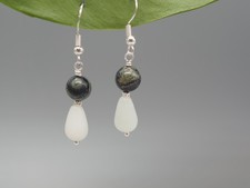 Zierliche Kambaba Jaspis & Jade Ohrringe, 925 Silber Tropfen Ohrhänger