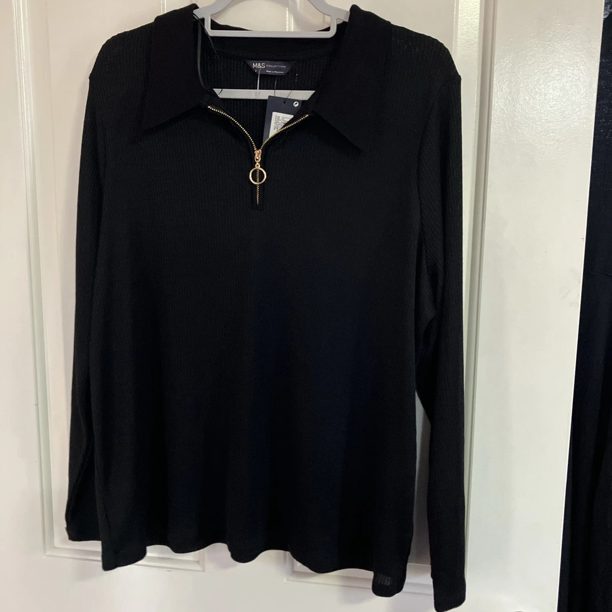 Haut De Soutien Noir Marks & Spencer (M&S) - Taille 16 - Manches Longues - Occasion Très Bon État