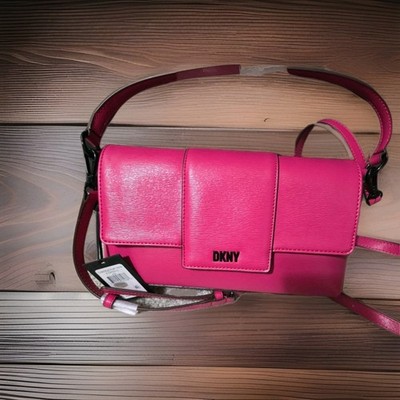 DKNY Hot Pink Leather Crossbody Shoulder Bag Adjustable Strap