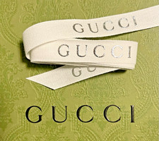 Authentic GUCCI White and Silver Ribbon , 5/8 In wide, sold by 2 Yards - 72" In