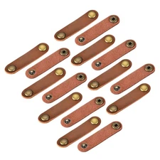15 Pcs Leather Cable Straps Cord Organizer 63x16mm Light Brown