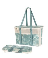 Aloha Collection Clevermade Collapsable Beach Tote Hawaii Floral -Teal