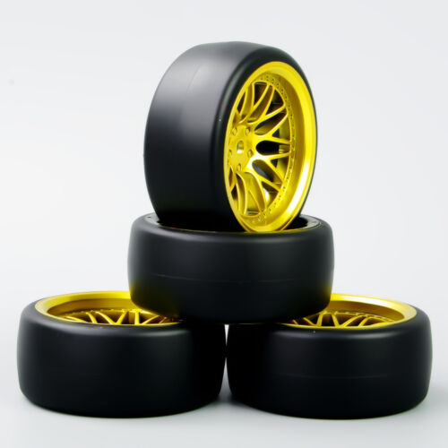 4Pcs RC Drift Tires&Wheel Rim KF/BBG+PP0477 For HPI HSP 1:10 On-Road Racing Car  - Afbeelding 1 van 6