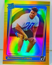Rashawn Slater RC 2021 Donruss NFL Gold Holo Press Proof Rated Rookie Card #332